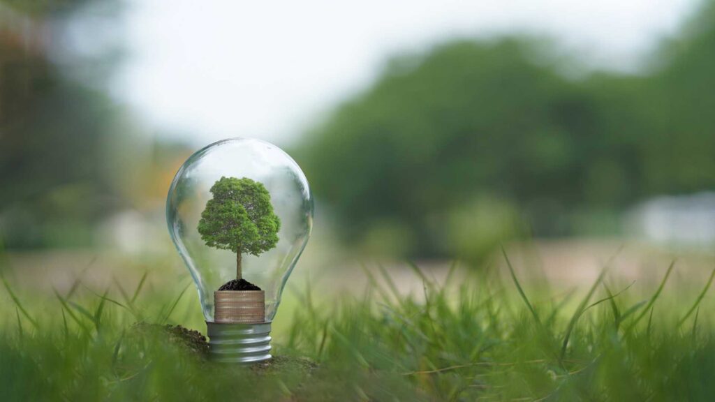 Ampoule avec un arbre dedans