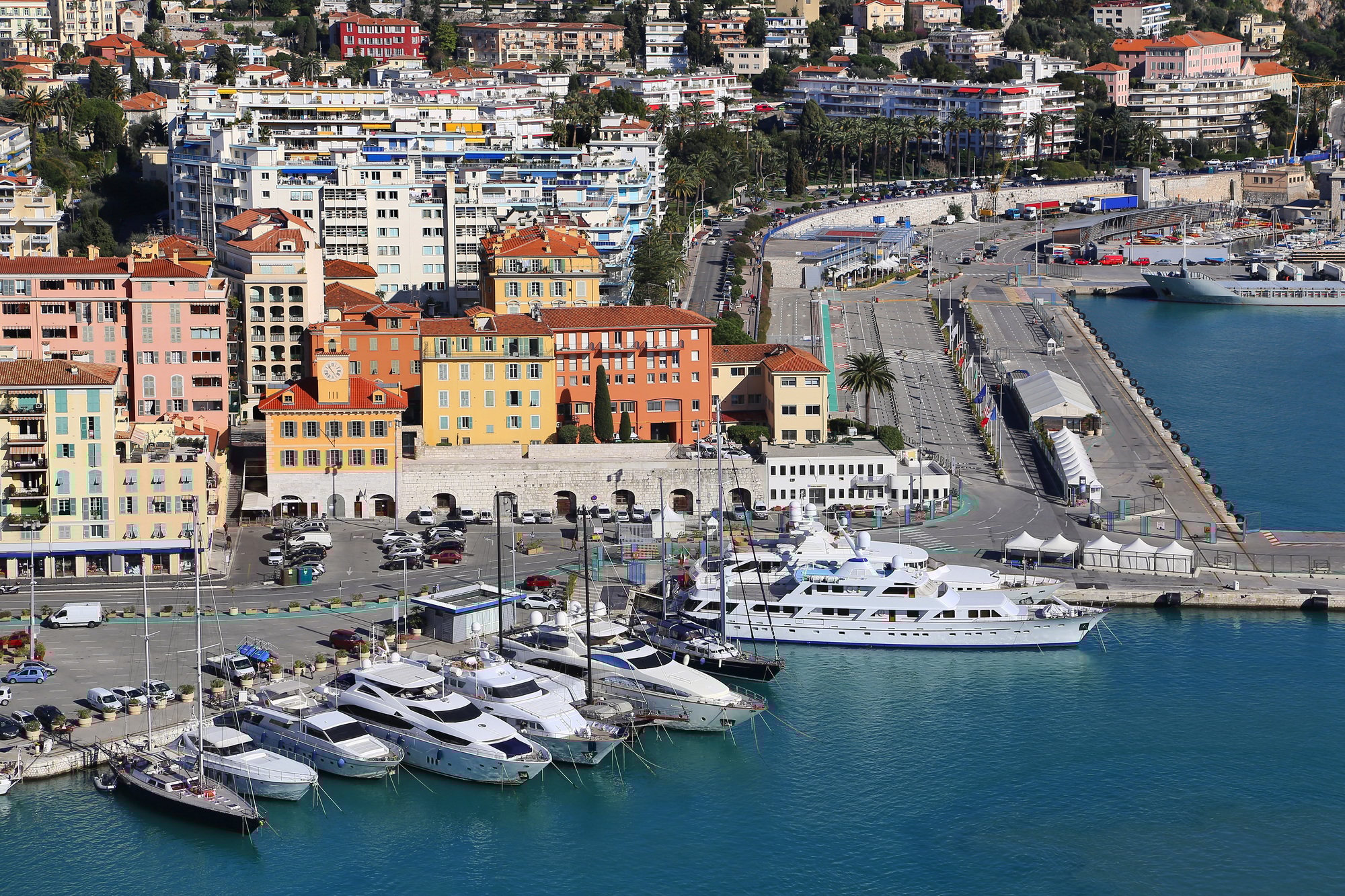 City of Nice in France, view above Port of Nice on French Riviera