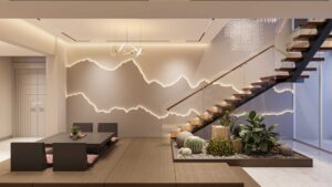 Salon avec un éclairage d'ambiance